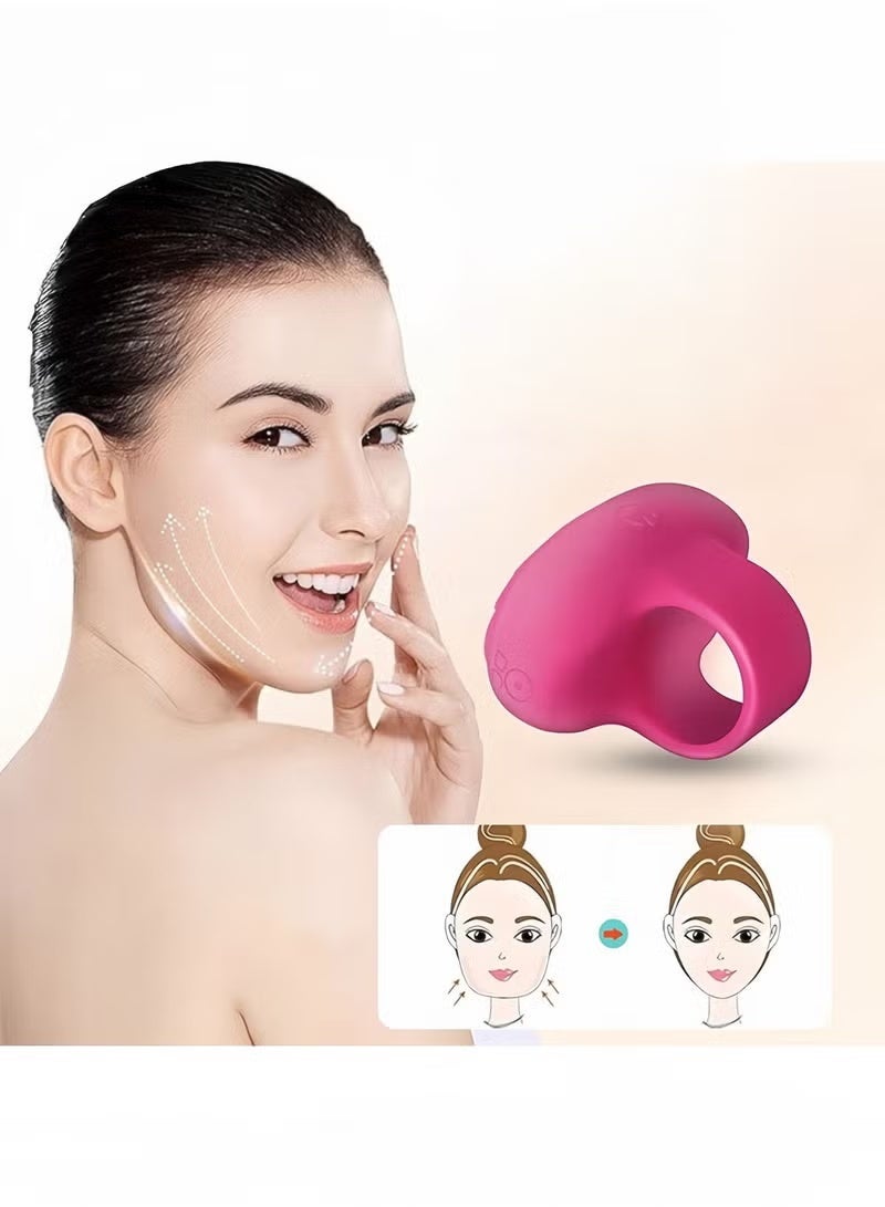 Face & Eye  Portable Travel Pocket USB Rechargeable  Facial Muscle Firming Anti-Aging Relieving Dark Circles, Puffiness, Fatigue (Rose Red)