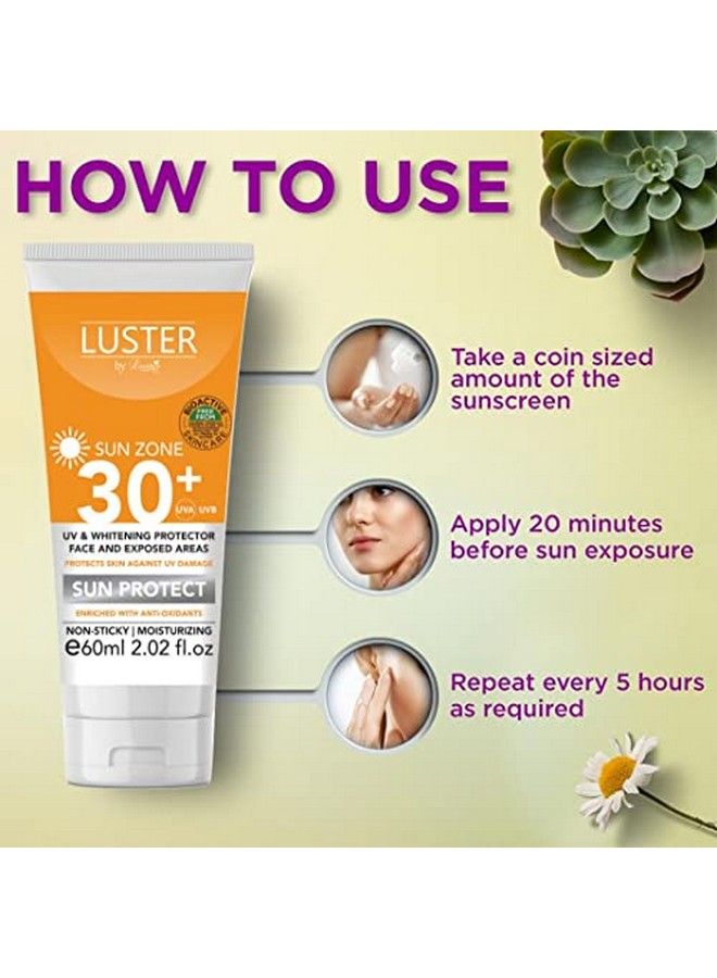 LUSTER Sun Protect Spf 30Plus With Uva & Uvb Protection | Nonsticky & Moisturizing Sunscream For Women & Men | All Skin Types (Paraben & Sulfate Free) 60Ml - Image 5