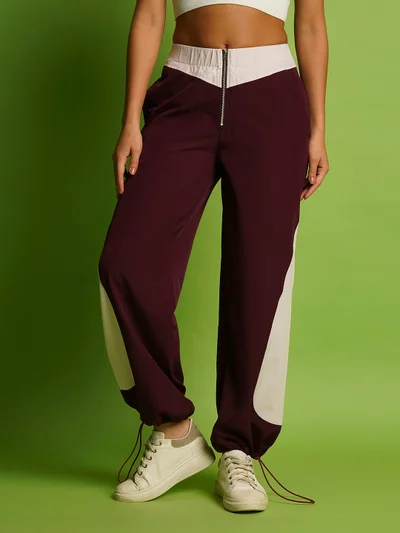 globus Women Mid Rise Loose Fit Zipper Waist Joggers