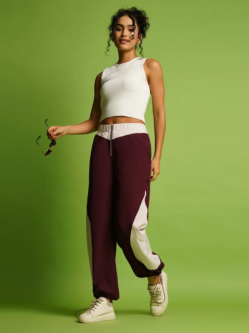 globus Women Mid Rise Loose Fit Zipper Waist Joggers