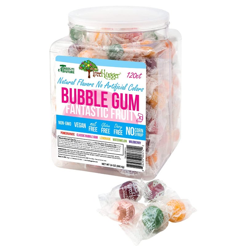 Tree Hugger Bubble Gum Fantastic Fruit Natural Flavors No Artificial Colors 120 Count Tub - Image 3