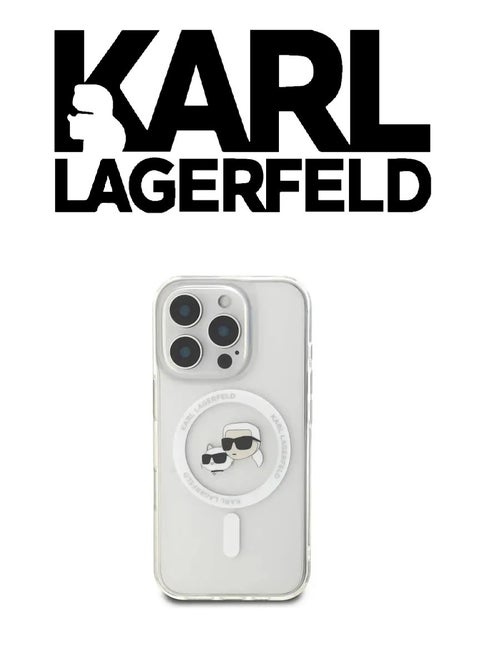 iPhone 16 Pro Max Case, supports wireless charging MagSafe, transparent with original logo and design approved by the global brand (KARL LAGERFELD). From CG Mobile.