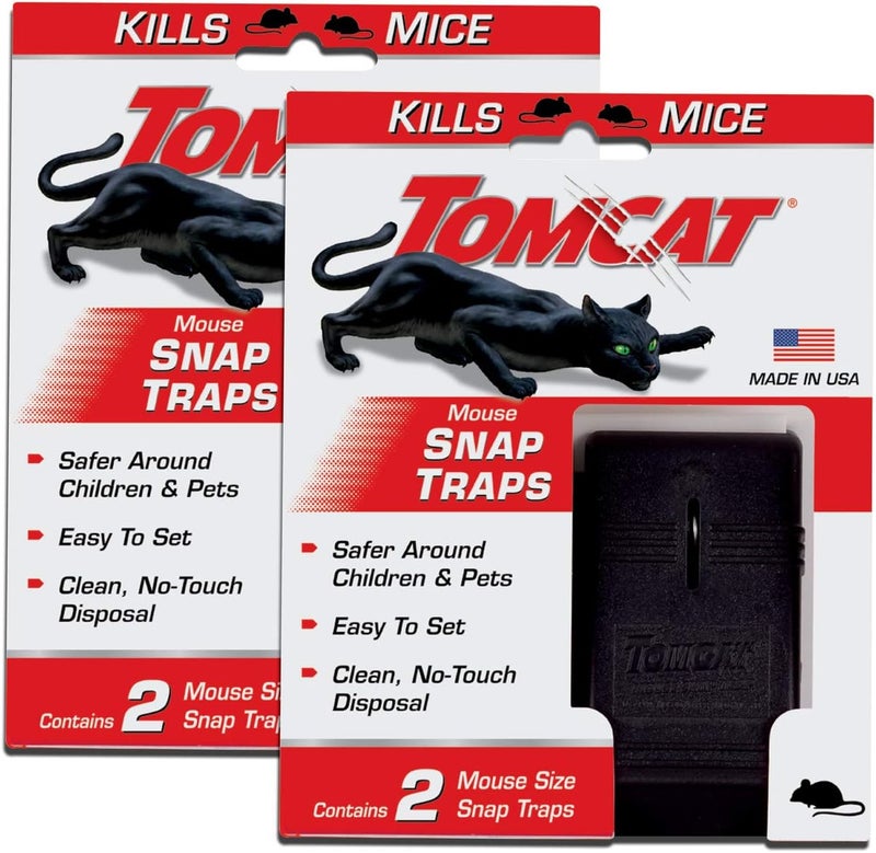 TOMCAT Mouse Snap Trap, Effectively Kills Mice for Clean, No-Touch Disposal, 4 Traps - Image 1