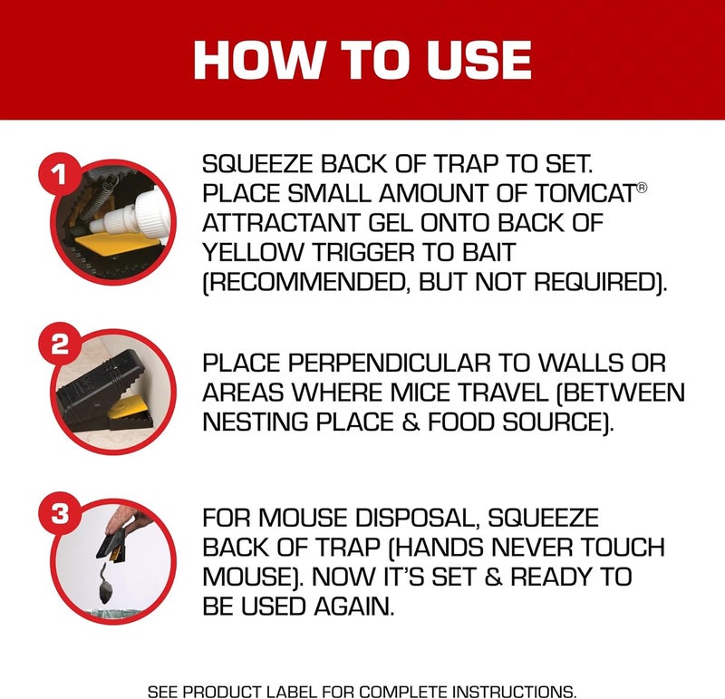 TOMCAT Mouse Snap Trap, Effectively Kills Mice for Clean, No-Touch Disposal, 4 Traps - Image 4