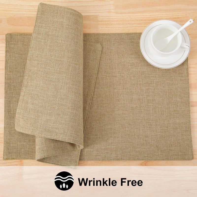 homing Cotton Linen Placemats Set of 6, Cloth Washable Farmhouse Dining Table Mats for Indoor, Outdoor, Easter, Easy to Clean, Linen, 13 x 19 Inch - Image 3