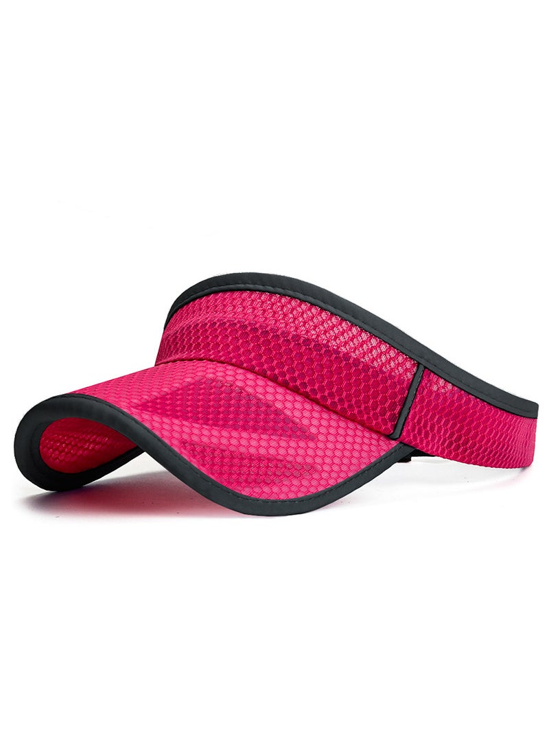 Generic Summer Mesh Visor Cap Extended Brim Sun Hat Rose Red  - Image 1