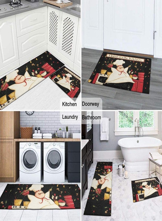 OUXIOAZ Demvemin 2 PCS Kitchen Rugs and Mats Non Skid Washable, Soft Super Absorbent Fat Chef Today's Special Salad Kitchen Mat Doormat Carpet Bathroom Runner Set - Image 4