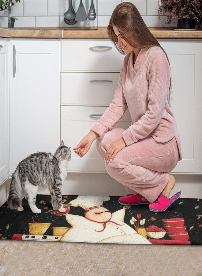 OUXIOAZ Demvemin 2 PCS Kitchen Rugs and Mats Non Skid Washable, Soft Super Absorbent Fat Chef Today's Special Salad Kitchen Mat Doormat Carpet Bathroom Runner Set - Image 3