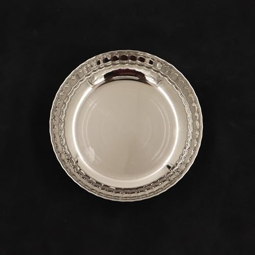 Spillbox Stainless Steel Hammered Bowl|Quarter Plates| Snack Plate|Nasta Plate| Dessert Plate Set| Side Dish Cup|Mirror Finish| BPA Free(SS Ribbed Sidedish Plate) (Pack of 6) - Image 5