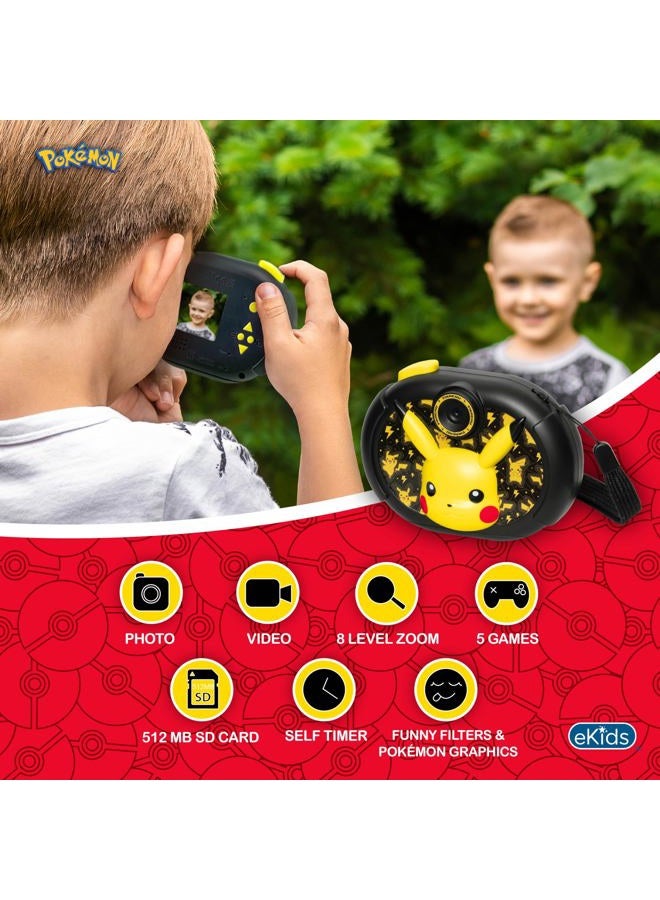 ekids Pokemon Kids Camera with SD Card, Digital Camera for Kids with Video Recording, Built-in Digital Stickers for Fans of Pokemon Gifts - Image 2
