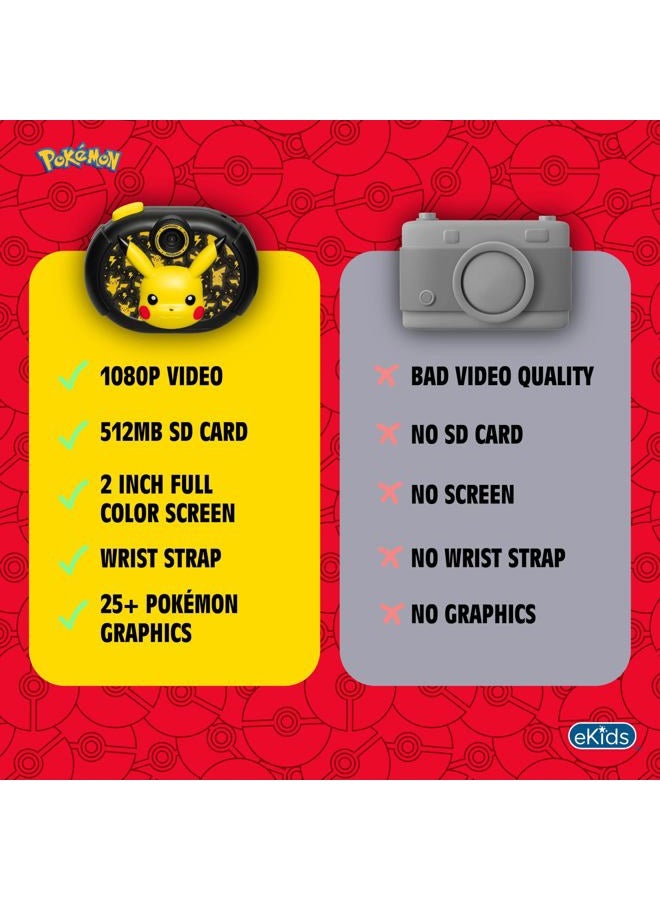 ekids Pokemon Kids Camera with SD Card, Digital Camera for Kids with Video Recording, Built-in Digital Stickers for Fans of Pokemon Gifts - Image 5