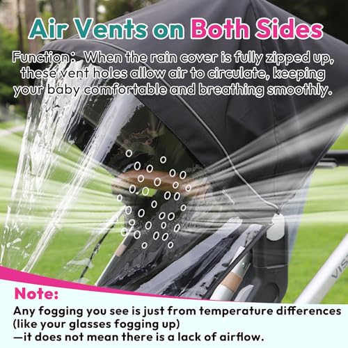 Boffinby Performance Rain Shield, Rain Cover Fits for UPPAbaby Vista/Vista V2/Vista V3/Cruz/Cruz V2 Stroller, Protect from Wind/Rain/Snow/Dust, Air Vent Hole, Window with Zipper, Stroller Accessories - Image 4