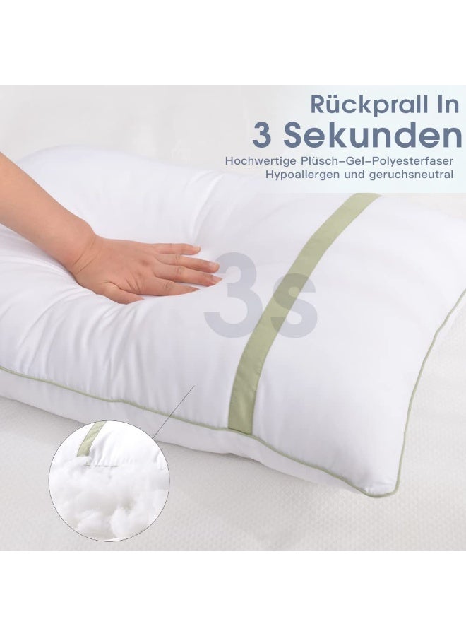 Bukela Pillows for Sleeping 2 Pack, Hotel Quality Bed Pillow King Size, 50x90cm, 1400g Total, Cotton Linen Cover, Good for Back and Side Sleepers - Image 2