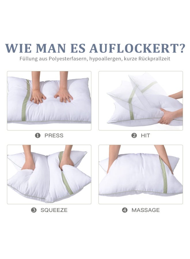 Bukela Pillows for Sleeping 2 Pack, Hotel Quality Bed Pillow King Size, 50x90cm, 1400g Total, Cotton Linen Cover, Good for Back and Side Sleepers - Image 3