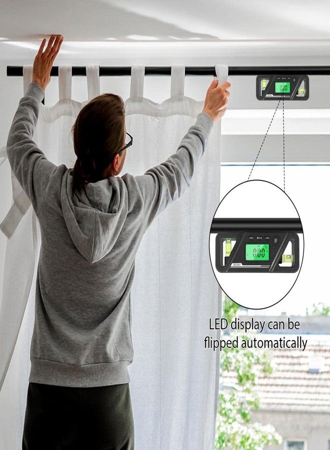 Walfront 2 in 1 Digital Magnetic Level Tool Digital Level and Protractor Angle Finder Bright LED Display (black) - Image 3