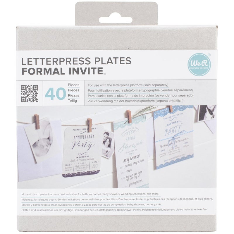 We R Memory Keepers Printing Plate Letter PressFormal Invite 40 Pieces