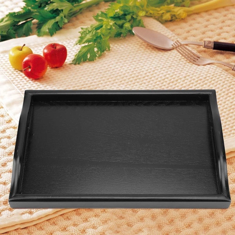 cheekyglo Black Coffee Table Tray, Rectangle Shape Wooden Food Serving Tray for Home Kitchen Restaurant(Black) - Image 5