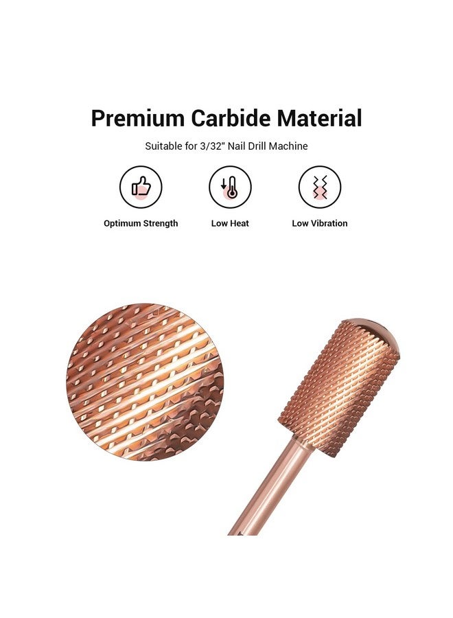 ميلودي سوزي رؤوس مثقاب أظافر آمنة من ميلودي سوزي، رؤوس كربيد ذات أسطوانة كبيرة ذات سطح أملس مستدير مقاس 3/32 بوصة، مناسبة لتقليم الأظافر والباديكير وتلميع البشرة، رؤوس للمبتدئين، لون ذهبي وردي، سلسلة بت-إس، رفيعة - Image 2