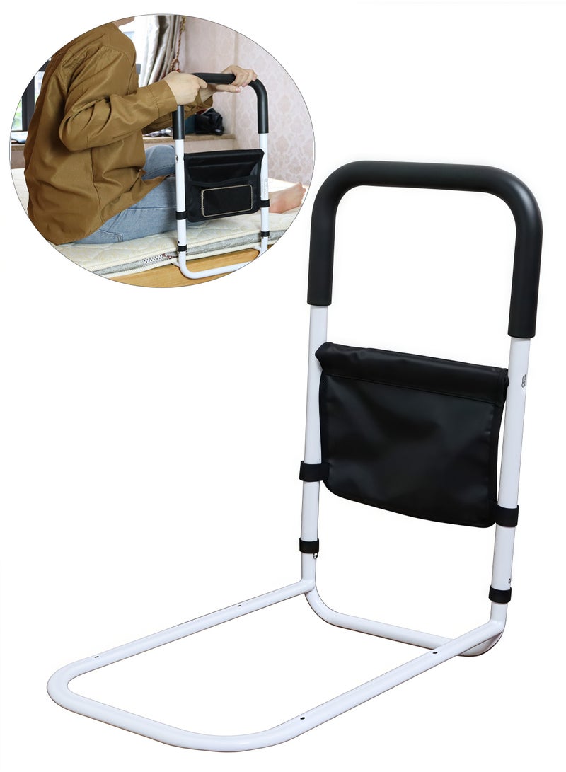 الدرابزينات لسلامة كبار السن مع جيوب تخزين قابلة للتعديل مع دعم جانبي لمساعدة كبار السن تنزلق تحت فراش السرير مع عكاز طبي لحماية السرير ومقابض سرير الأسرة - Image 1