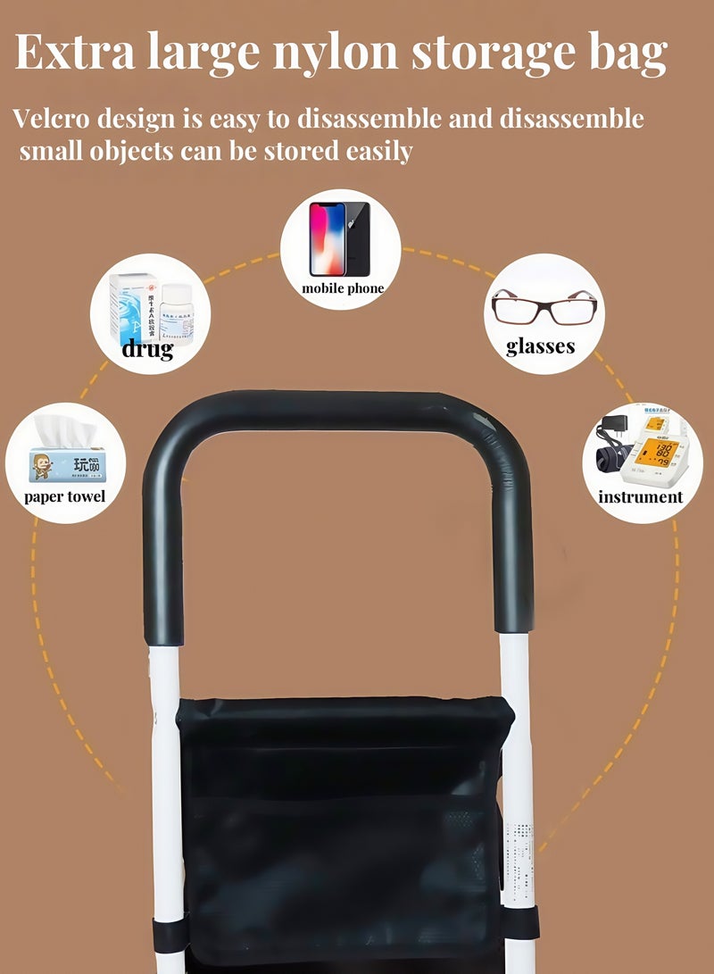 الدرابزينات لسلامة كبار السن مع جيوب تخزين قابلة للتعديل مع دعم جانبي لمساعدة كبار السن تنزلق تحت فراش السرير مع عكاز طبي لحماية السرير ومقابض سرير الأسرة - Image 2