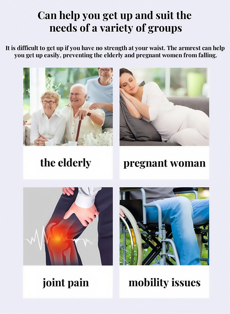 الدرابزينات لسلامة كبار السن مع جيوب تخزين قابلة للتعديل مع دعم جانبي لمساعدة كبار السن تنزلق تحت فراش السرير مع عكاز طبي لحماية السرير ومقابض سرير الأسرة - Image 3