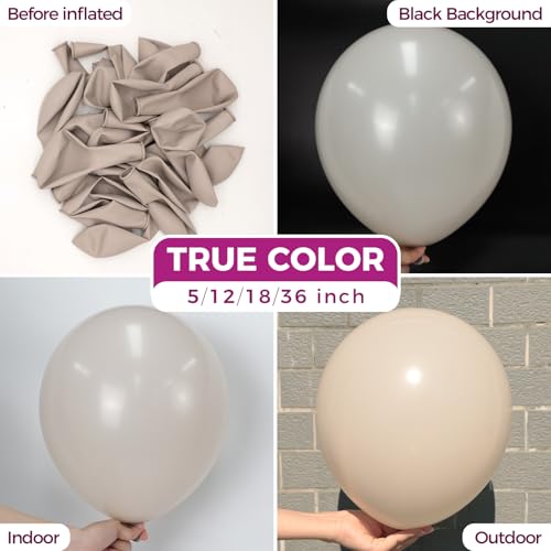 Bezente Light Brown Balloons Latex Party Balloons 100 Pack 12 inch Round Helium Tan Boho Neutral Vanilla khaki Brown Balloons for Graduation Woodland Safari Theme Jungle Wedding Party Decorations - Image 5