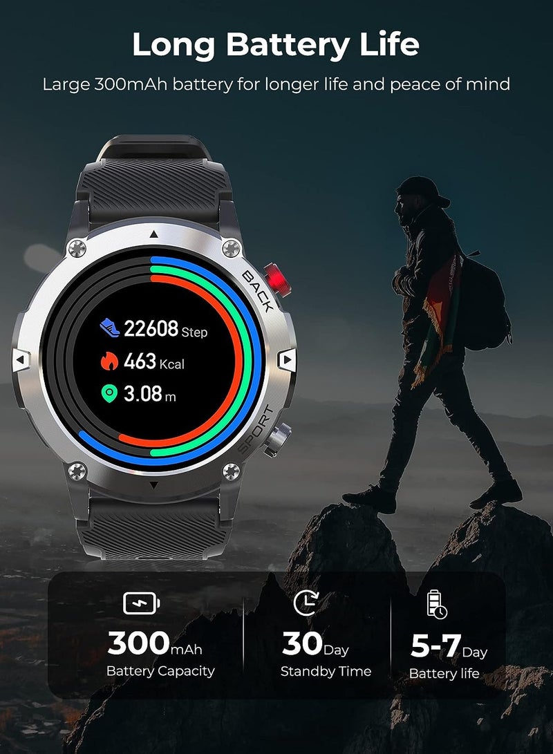 RollsTimi  Smart Watches for Men Women, Military Smartwatch with Bluetooth Call IP68 Waterproof 1.32" HD Rugged Tactical Fitness Watch Tracker Heart Rate Monitor  - Image 4