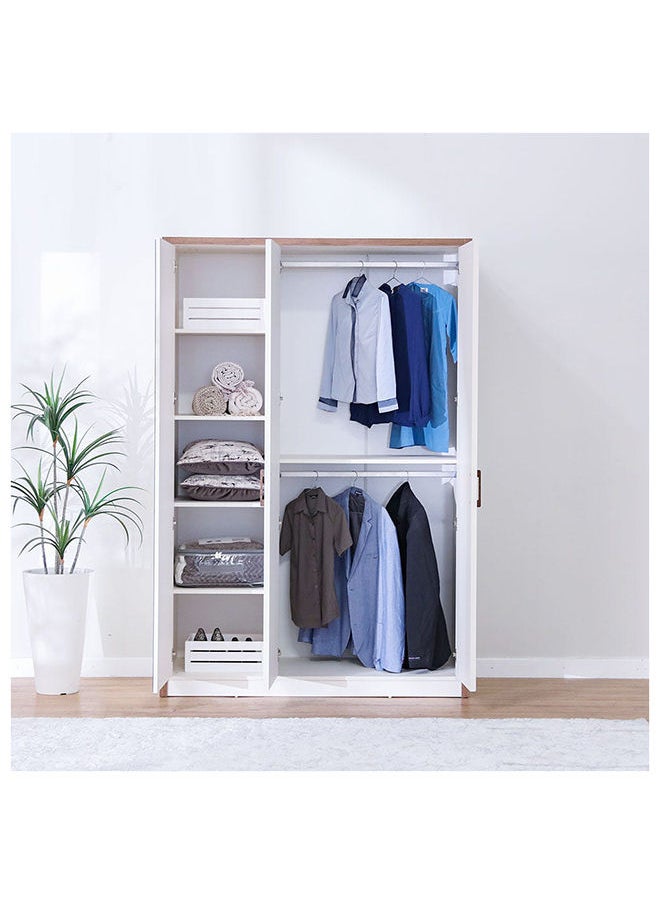 DANUBE HOME Gordion 3 Door Wardrobe Closet For Hanging Clothes Extra Sturdy Rack Storage Organiser Space Saving Cabinets For Bedroom L 149 x W 60 x H 220 cm Light Cream  - Image 4