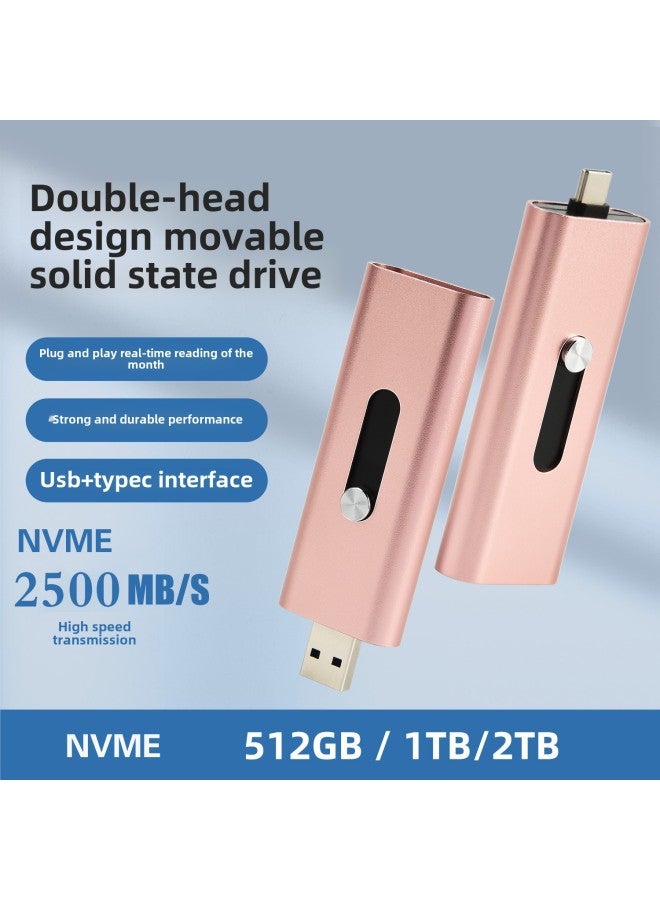 Solid State Mobile Hard Drive 1TB 2 In 1 TYPE C USB 3.2 High Speed NVME Mobile Phone Computer-Capacity:1TB-Interface:USB 3.0 - Image 1