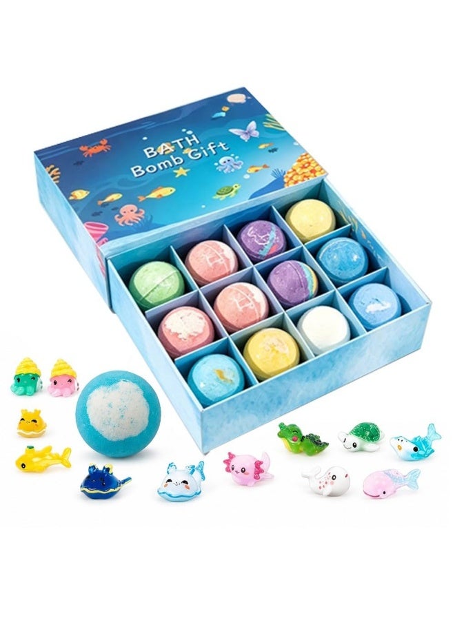 Bath Bombs for Kids with Surprise Inside, 12 Pack Kids Bath Bombs with Toys Inside, Colorful Bubble Bath Ball 2026 Advent Calendar, Birthday Easter Halloween Christmas Gift Set for Boys Girls (Ocean) - Image 1