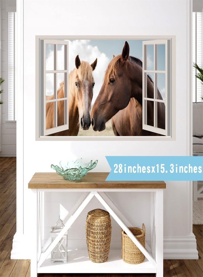 HATARU Horse Wall Stickers Farm Animals Wall Decals Peel and Stick 3D Fake Windows Walls Stickers Vinyl Decal Wild Horse Decor Horses Art Print Murals for Living Room Playroom Bedroom Home Decoration Gifts - Image 4