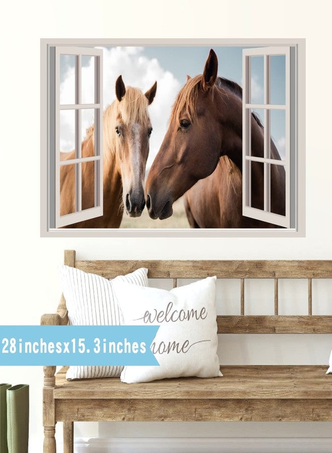 HATARU Horse Wall Stickers Farm Animals Wall Decals Peel and Stick 3D Fake Windows Walls Stickers Vinyl Decal Wild Horse Decor Horses Art Print Murals for Living Room Playroom Bedroom Home Decoration Gifts - Image 2