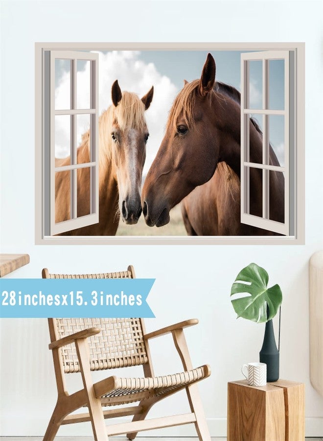 HATARU Horse Wall Stickers Farm Animals Wall Decals Peel and Stick 3D Fake Windows Walls Stickers Vinyl Decal Wild Horse Decor Horses Art Print Murals for Living Room Playroom Bedroom Home Decoration Gifts - Image 5