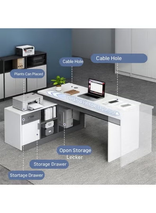 زي سي إم - هابي مكتب كمبيوتر على شكل حرف L مع طاولة دراسة مدمجة للمكتب المنزلي وركن غرفة نوم الطلاب 120 سم - Image 2