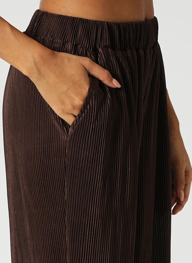 globus Globus Textured Striped Long Sleeve Shirt and Wide Leg Trousers Co-Ords