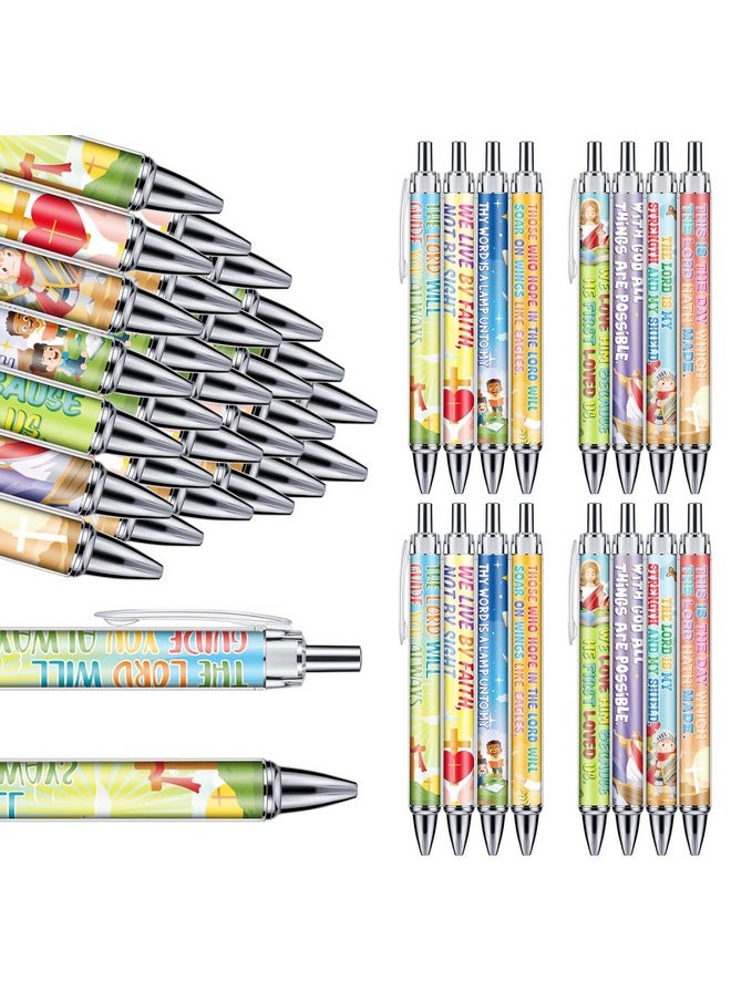Treela - 24 Pcs Christian Pens Bible Verse Ballpoint Pen Bulk Retractable Religious God Scripture Black Ink Pens Inspirational Spiritual Sunday School Gifts For Kids Adults Women Church Office Supplies - Image 1