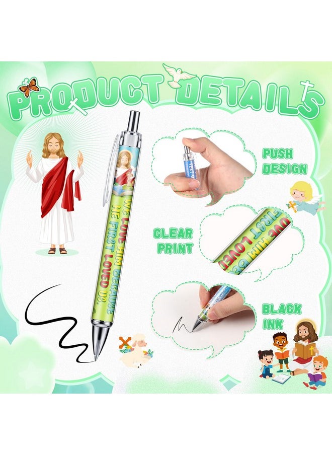 Treela - 24 Pcs Christian Pens Bible Verse Ballpoint Pen Bulk Retractable Religious God Scripture Black Ink Pens Inspirational Spiritual Sunday School Gifts For Kids Adults Women Church Office Supplies - Image 1