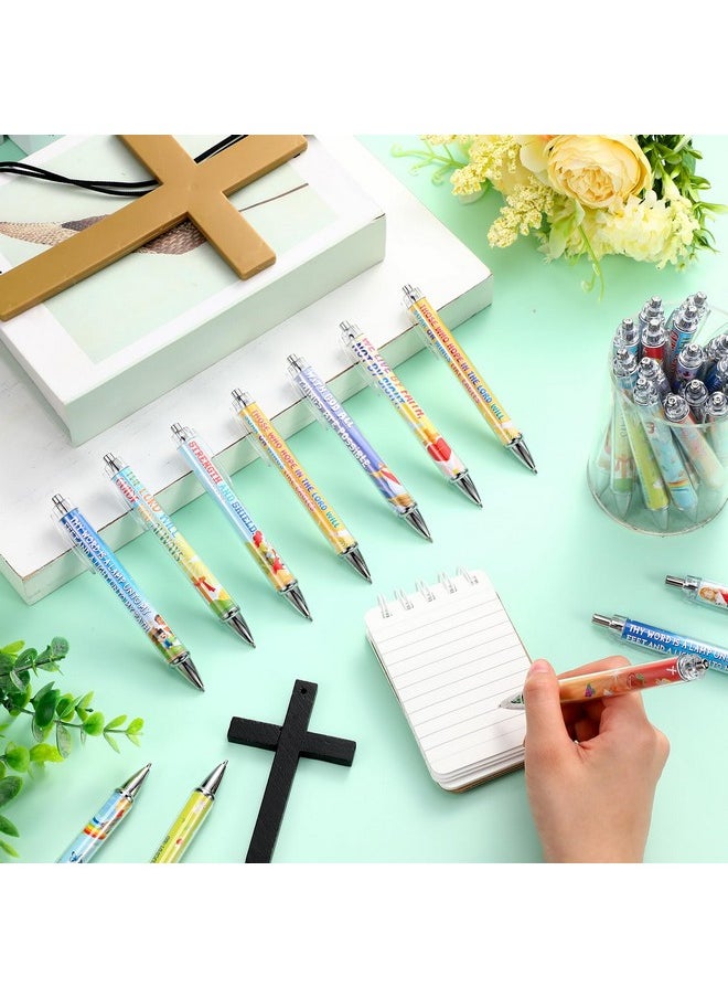 Treela - 24 Pcs Christian Pens Bible Verse Ballpoint Pen Bulk Retractable Religious God Scripture Black Ink Pens Inspirational Spiritual Sunday School Gifts For Kids Adults Women Church Office Supplies - Image 1