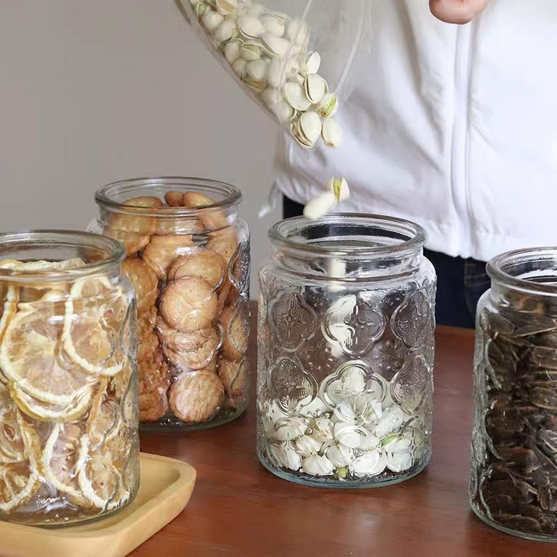 ANSQU Vintage Glass Jar, Decorative Glass Jar with Bamboo Lid, Candy Jar Cookie Jar for Kitchen Counter, Pantry, 23.7 FL OZ Glass Storage Jar Holds Coffee, Tea, Sugar, Balth Salts - Image 5