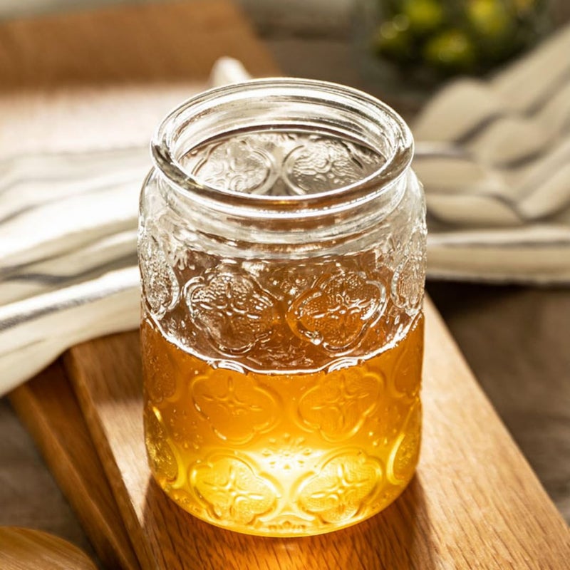 ANSQU Vintage Glass Jar, Decorative Glass Jar with Bamboo Lid, Candy Jar Cookie Jar for Kitchen Counter, Pantry, 23.7 FL OZ Glass Storage Jar Holds Coffee, Tea, Sugar, Balth Salts - Image 4