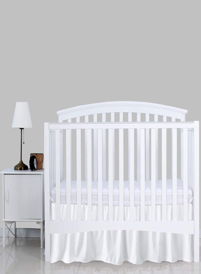 SKY BEDDINGS تنورة سرير مهد بيضاء 28" × 52" مع انخفاض 14" - تنورة مهد مزخرفة مع زوايا مقسومة - تنورة سرير ناعمة لمهد الأطفال القياسي للأولاد أو البنات - Image 3