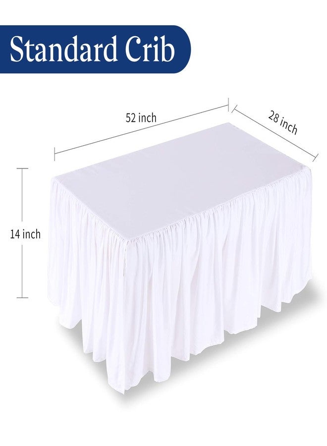 SKY BEDDINGS تنورة سرير مهد بيضاء 28" × 52" مع انخفاض 14" - تنورة مهد مزخرفة مع زوايا مقسومة - تنورة سرير ناعمة لمهد الأطفال القياسي للأولاد أو البنات - Image 2