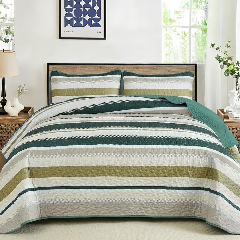 WONGS BEDDING مجموعة بطانيات من WONGS لحجم كينغ سايز، بطانية بألوان سوداء وصفراء مخطوطة، مجموعات أغطية صيفية، تتكون من 3 قطع، بطانيات خفيفة بألوان زرقاء وبنية، مقاس 110" × 90". - Image 2