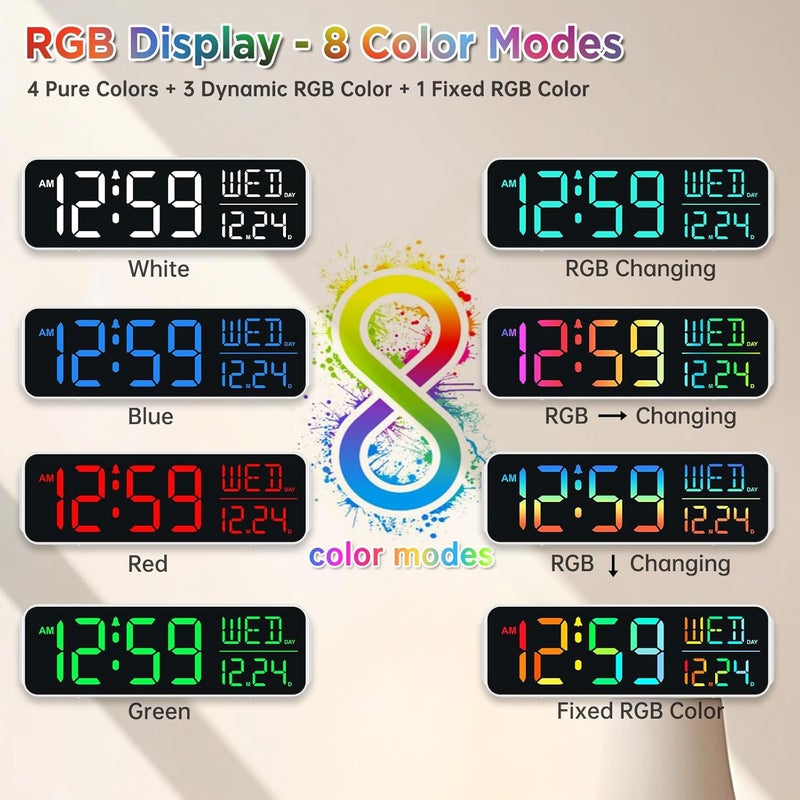 Peakeep Large Display Digital Alarm Clock for Bedrooms, Date Day of Week Desk Table Clocks for Living Room Office, Dimmable Plug in Electric Clock, 5 Volumes, Loud, Auto DST - Image 3