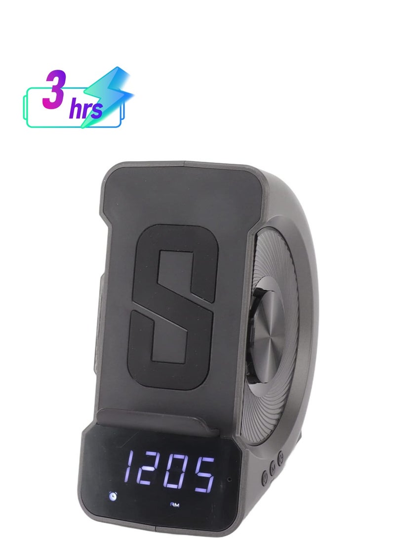 General - Smart Speaker with Clock 3 in 1 Bluetooth Speaker with Digital Alarm Clock Wireless Charger FM Radio Hands-Free Call and Phone Holder Wireless Speaker - Image 1