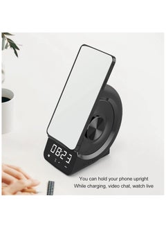 General Smart Speaker with Clock 3 in 1 Bluetooth Speaker with Digital Alarm Clock Wireless Charger FM Radio Hands-Free Call and Phone Holder Wireless Speaker  - Image 3