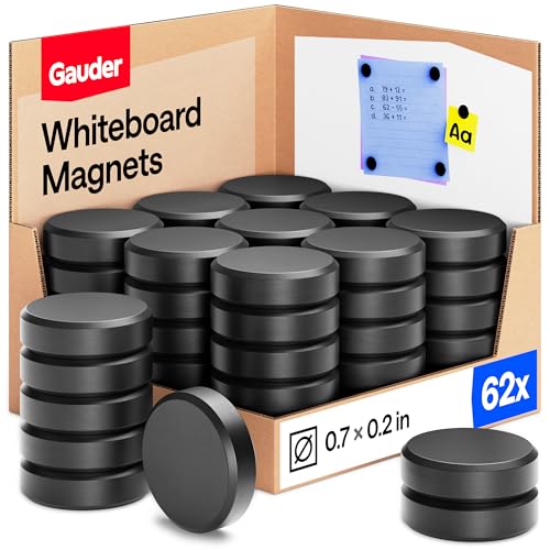 GAUDER Magnets for Whiteboard, Fridge & Bulletin Board - Strong Round Magnetic Discs - Black Magnets for Crafts (62 Pieces - 0.7" x 0.2") - Image 1