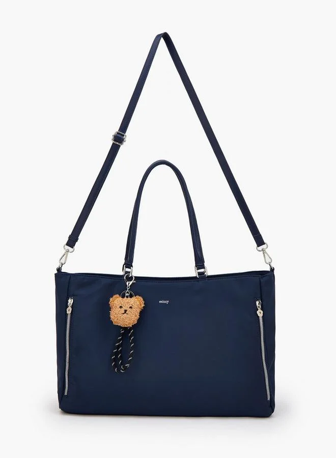 ميسي Teddy Bear Charm Tote Bag With Zip Closure