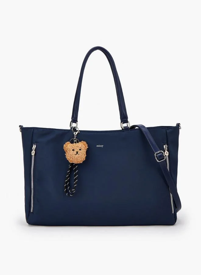 ميسي Teddy Bear Charm Tote Bag With Zip Closure