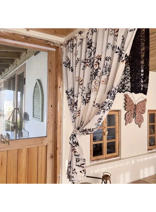 Blue Vintage Leaf Pattern Semi Sheer Curtain 55x39 Inch Light Filtering Rod Pocket - Image 5